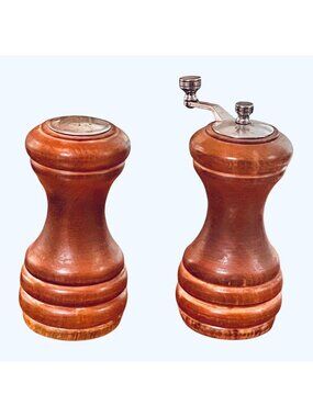 Olde Thompson Wooden Salt Shaker & Pepper Mill Set Stainless Steel Accents